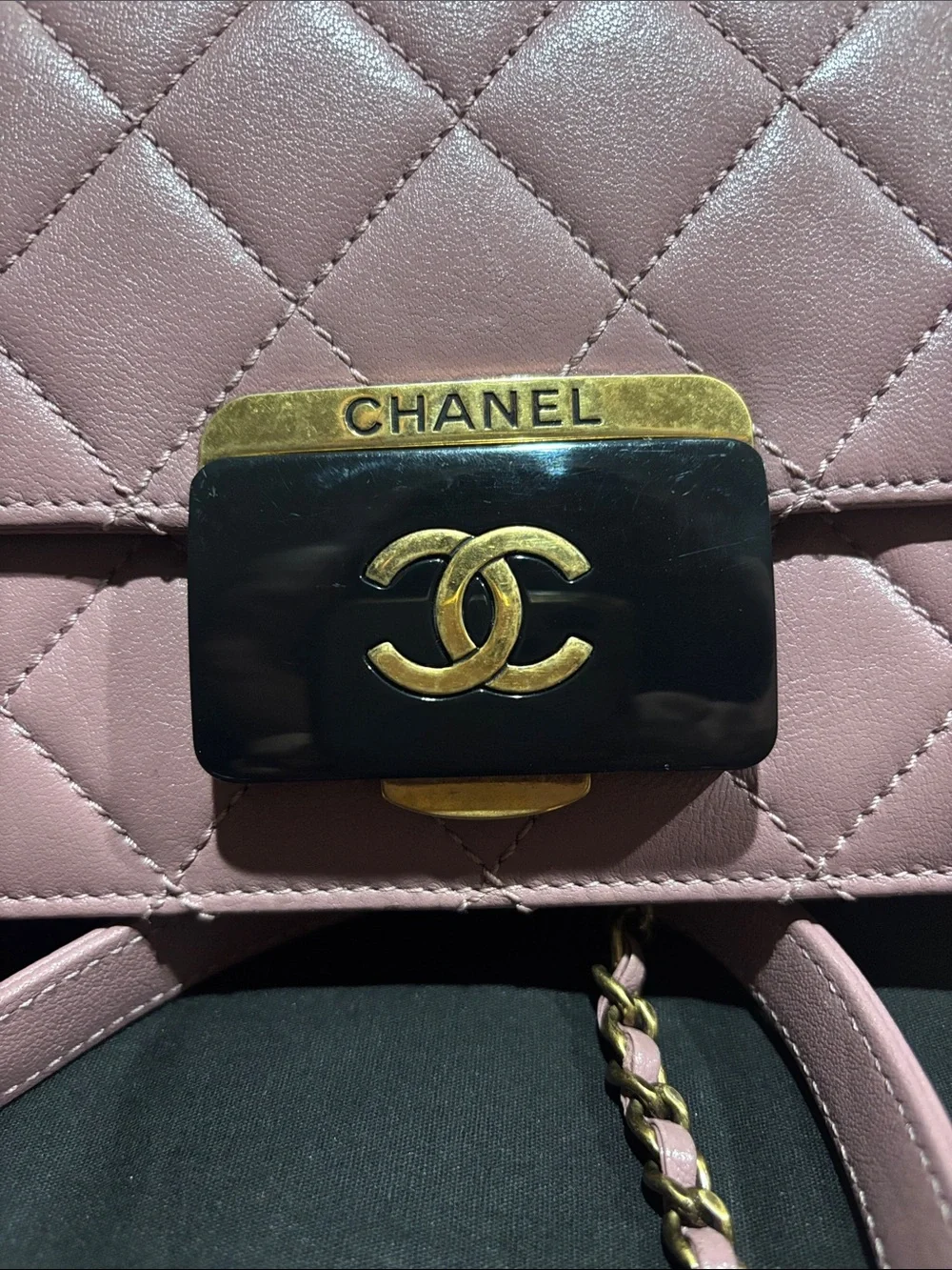 CHANEL Pink Front Flap Caviar Quilted Leather Crossbody Bag
